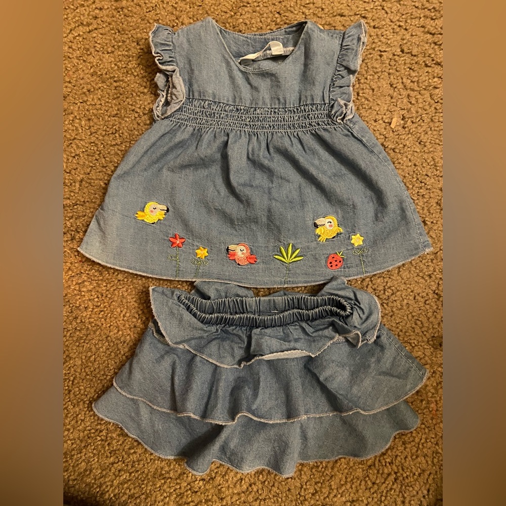 Mayoral denim parrot set - worn once